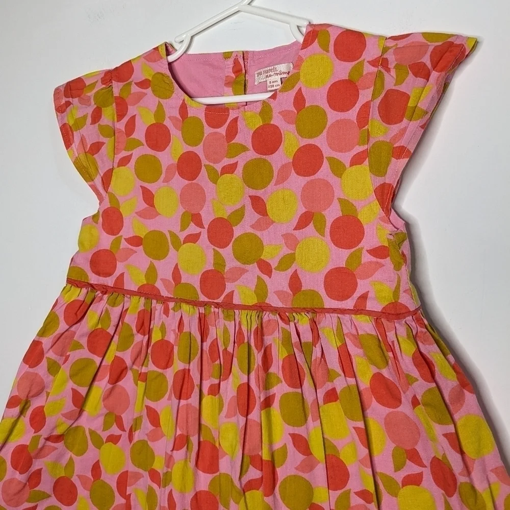 Du Pareil Au Meme pink orange yellow citrus fruit print summer dress 8